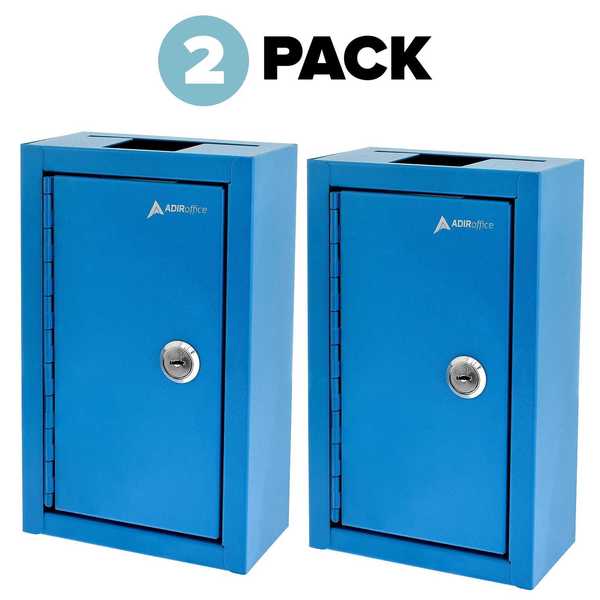 Adiroffice Large Steel Heavy-Duty Key Drop Box, PK2 ADI631-12-BLU-2pk